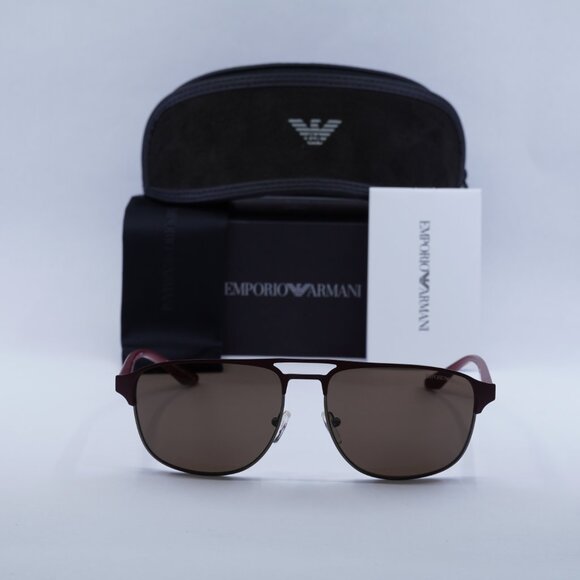 Emporio Armani EA2144 336673 Rectangle Sunglasses - Gunmetal/Burgundy - Picture 4 of 11